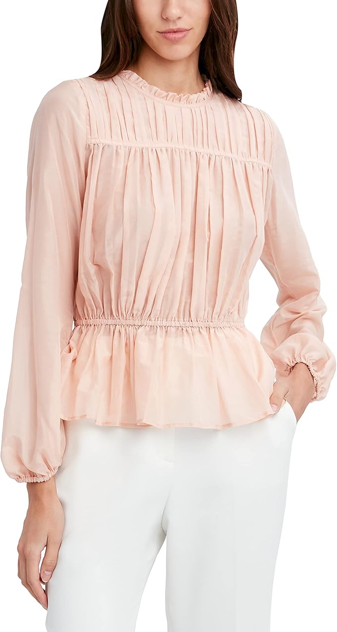 bcbgmaxazria 女士长袖褶皱荷叶边衬衫